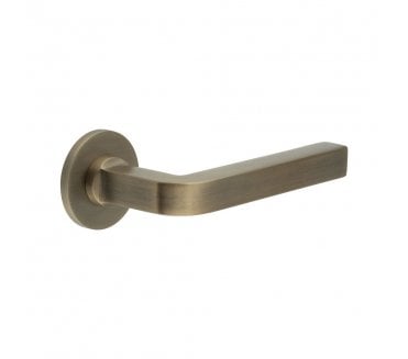 CRES GRADE 316 CR-104 Sprung Door Handle On Round Rose - Antique Brass PVD