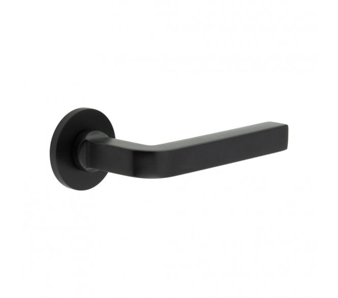 CRES GRADE 316 CR-104 Sprung Door Handle On Round Rose - Matt Black PVD