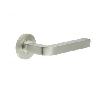 CRES GRADE 316 CR-104 Sprung Door Handle On Round Rose - Satin Stainless Steel