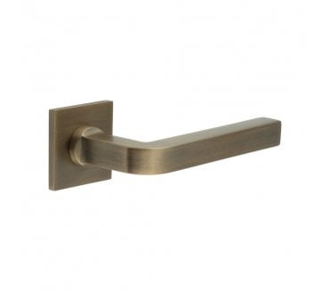 CRES GRADE 316 CR-104 Sprung Door Handle On Square Rose - Antique Brass PVD