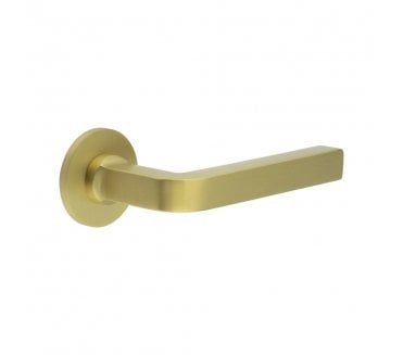 CRES GRADE 316 CR-104 Unsprung Door Handle On Round Rose - Satin Brass PVD