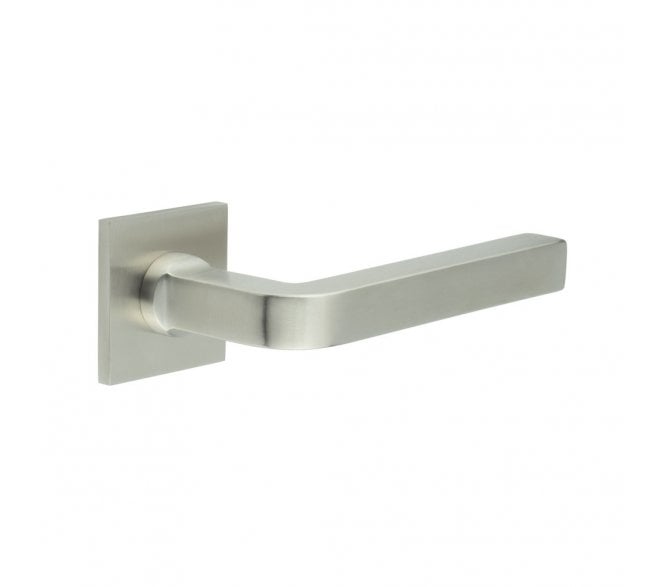 CRES GRADE 316 CR-104 Unsprung Door Handle On Square Rose - Satin Stainless Steel