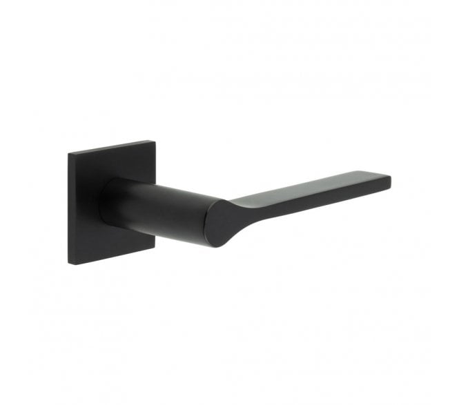CRES GRADE 316 CR-105 Sprung Door Handle On Square Rose - Matt Black PVD