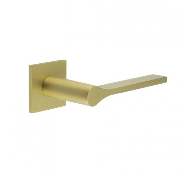 CRES GRADE 316 CR-105 Sprung Door Handle On Square Rose - Satin Brass PVD