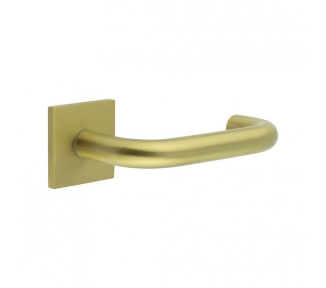 CRES GRADE 316 CR-106 Fixed Dead Door Handle On Square Rose - Satin Brass PVD