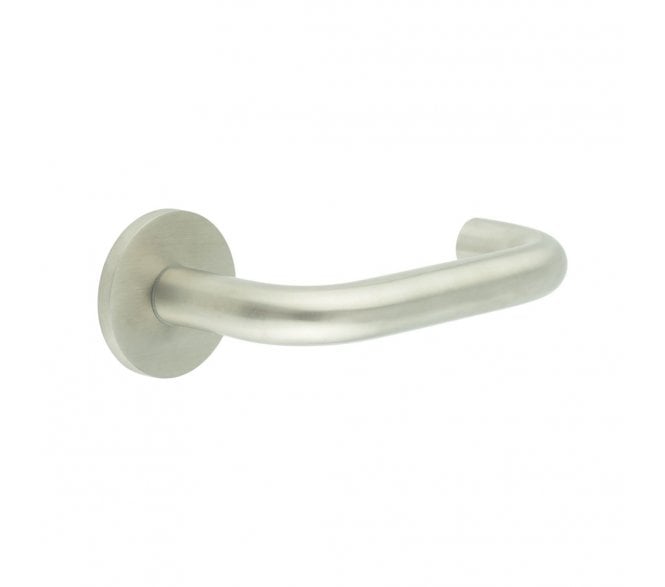 CRES GRADE 316 CR-106 Sprung Door Handle On Round Rose - Satin Stainless Steel