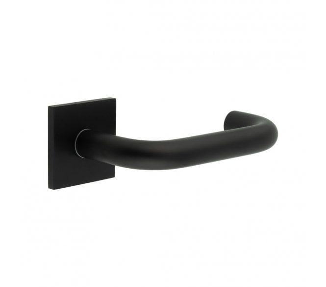 CRES GRADE 316 CR-106 Sprung Door Handle On Square Rose - Matt Black PVD
