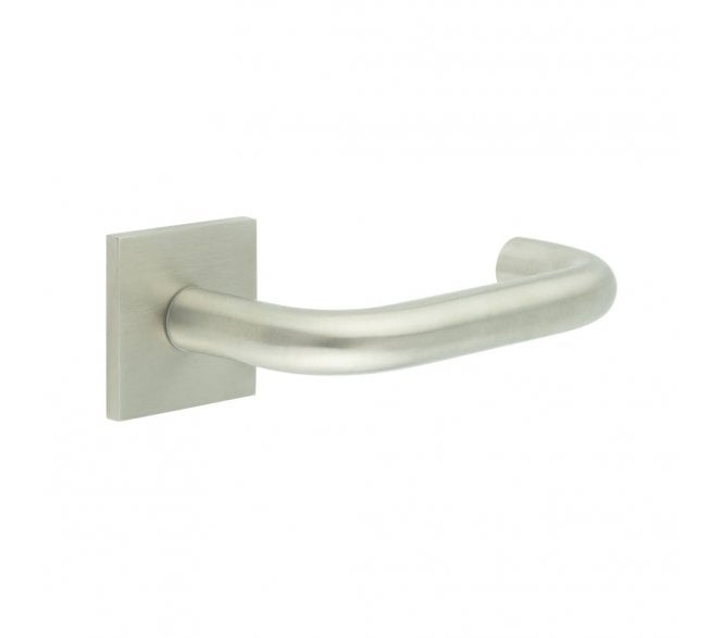 CRES GRADE 316 CR-106 Sprung Door Handle On Square Rose - Satin Stainless Steel