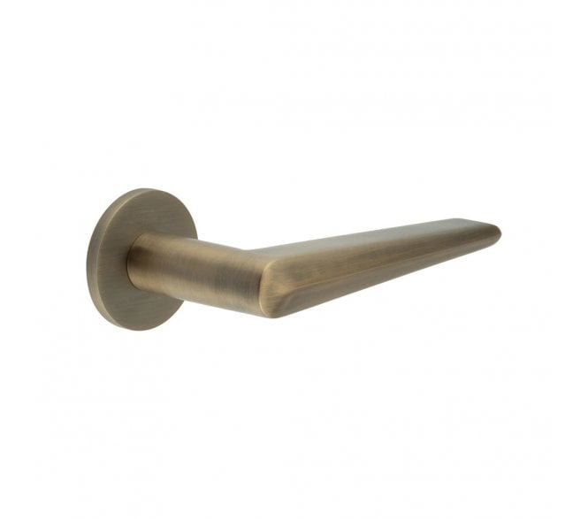 CRES GRADE 316 CR-107 Sprung Door Handle On Round Rose - Antique Brass PVD
