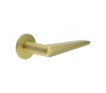 CRES GRADE 316 CR-107 Sprung Door Handle On Round Rose - Satin Brass PVD