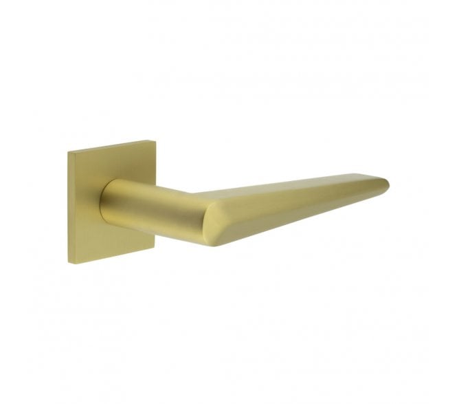 CRES GRADE 316 CR-107 Sprung Door Handle On Square Rose - Satin Brass PVD