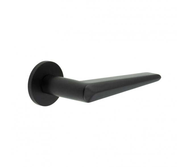 CRES GRADE 316 CR-107 Unsprung Door Handle On Round Rose - Matt Black PVD