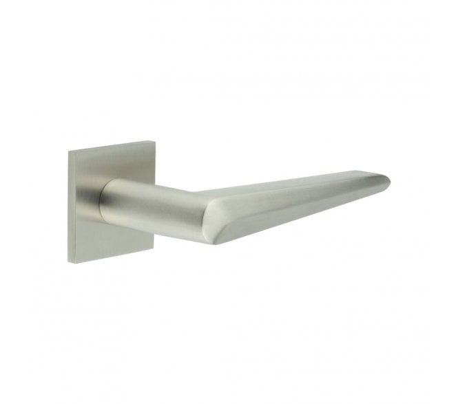CRES GRADE 316 CR-107 Unsprung Door Handle On Square Rose - Satin Stainless Steel