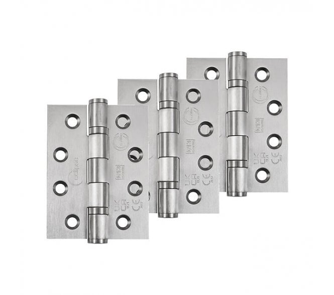 Eclipse 102x76mm Ball Bearing Butt Hinges Grade 13 (Pack 3) - Satin Stainless Steel
