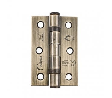 Eclipse 14097 Grade 7 Ball Bearing Butt Hinges (Pair) - 76x51mm - Antique Brass