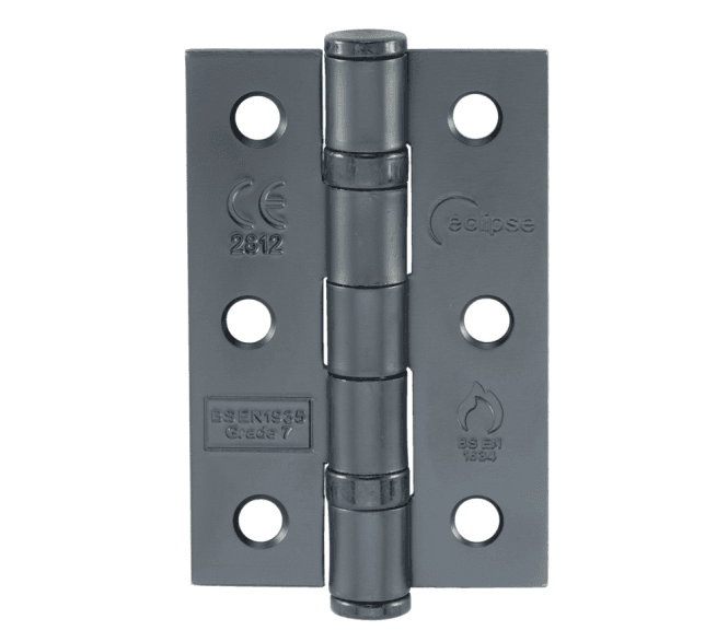 Eclipse 14100 Grade 7 Ball Bearing Butt Hinges (Pair) - 76x51mm - Matt Black