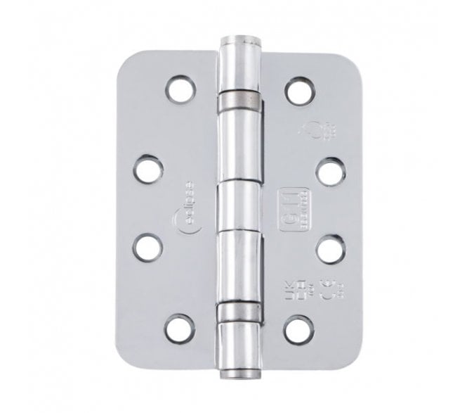 Eclipse 14105 Grade 11 Ball Bearing Butt Hinges (Pair) (RADIUS) - 102x76mm - Polished Chrome
