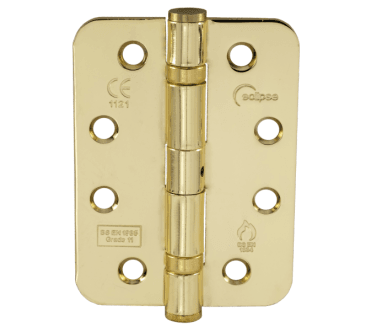 Eclipse 14106 Grade 11 Ball Bearing Butt Hinges (Pair) (RADIUS) - 102x76mm - Polished Brass