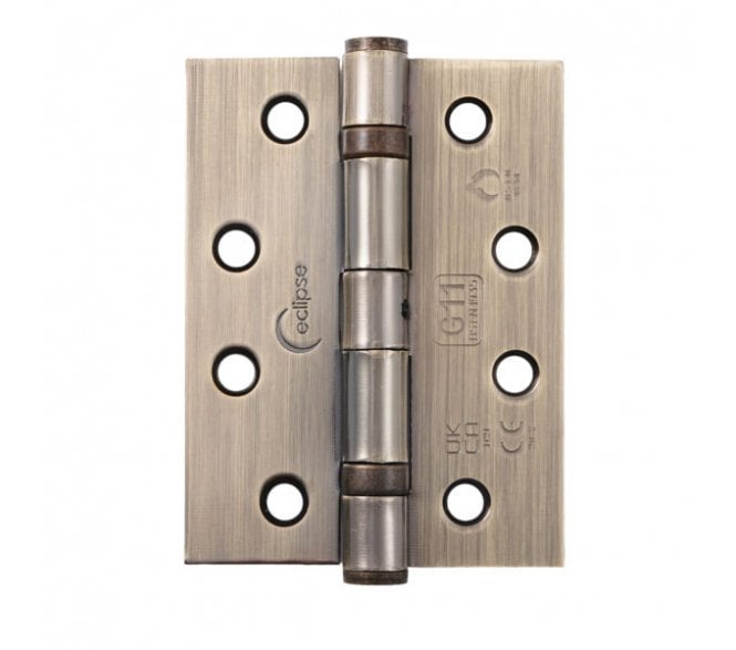 Eclipse 14110 Grade 11 Ball Bearing Butt Hinges (Pair) - 102x76mm - Antique Brass