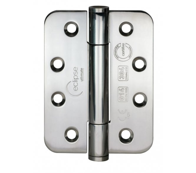 Eclipse 14330 Grade 14 Polymer Bearing Hinges (Pair) - 102x76mm - Polished Stainless Steel (Radius)
