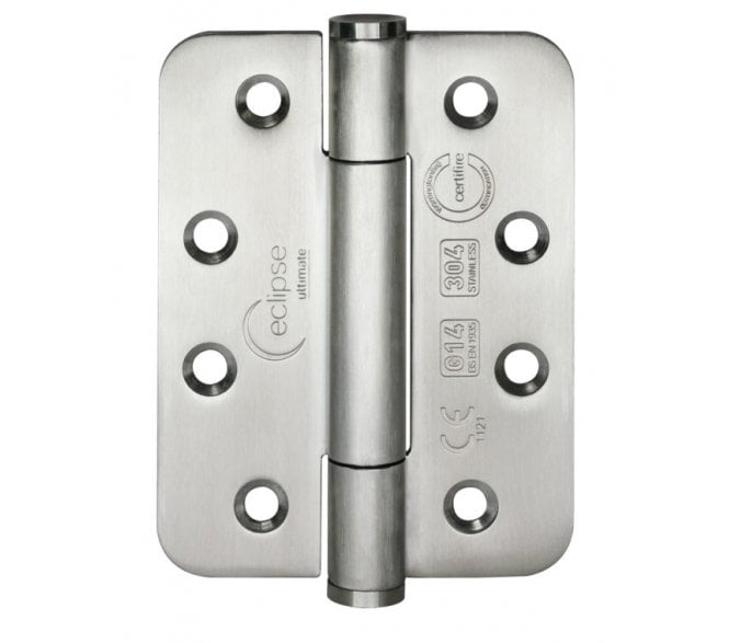 Eclipse 14332 Grade 14 Polymer Bearing Hinges (Pair) - 102x76mm - Satin Stainless Steel (Radius)