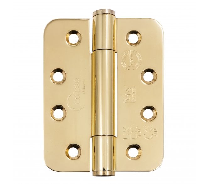 Eclipse 14332EBP Grade 14 Polymer Bearing Hinges (Pair) - 102x76mm - Polished Brass (Radius)