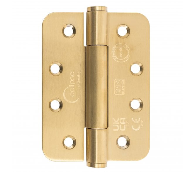 Eclipse 14332SBP Grade 14 Polymer Bearing Hinges (Pair) - 102x76mm -  Satin Brass (Radius)