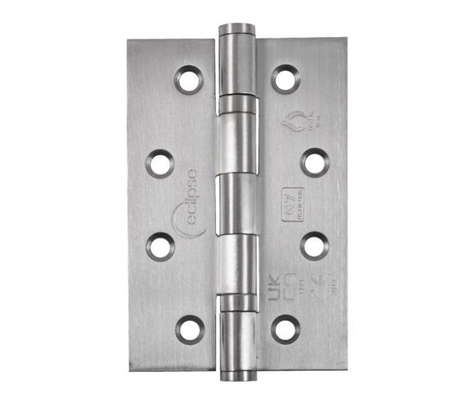 Eclipse 14341 Grade 7 Slim Knuckle Ball Bearing Hinges (Pair) - 102x67mm - Satin Stainless Steel