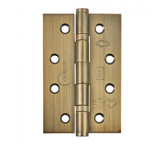 Eclipse 14341 Slim Knuckle Narrow Ball Bearing Butt Hinges (Pair) 102x67mm - Matt Antique Brass