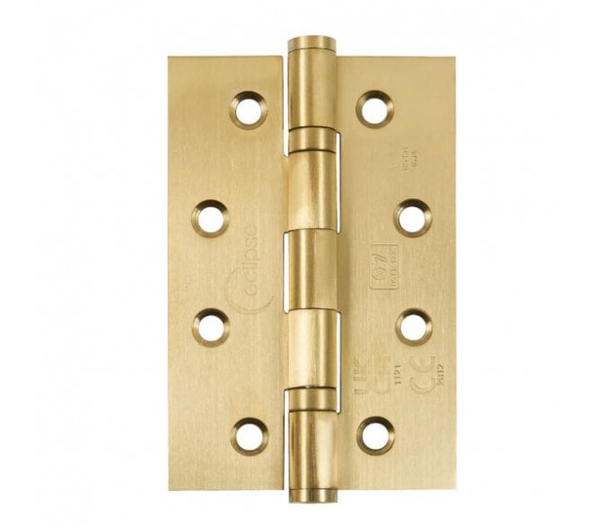Eclipse 14344 Grade 7 Slim Knuckle Ball Bearing Hinges (Pair) - 102x67mm - Satin Brass