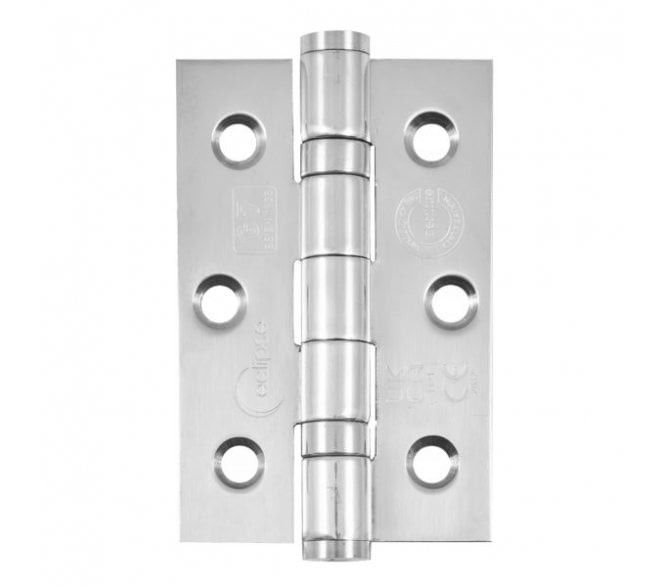 Eclipse 14851 Grade 7 Ball Bearing Butt Hinges (Pair) - 76x51mm - Polished Stainless Steel