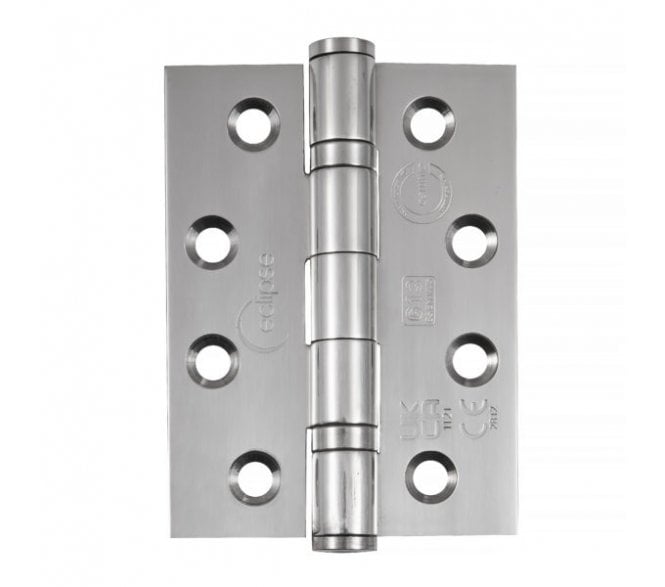 Eclipse 14853 Grade 13 Ball Bearing Butt Hinges (Pair) - 102x76mm - Polished Stainless Steel