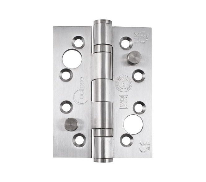 Eclipse 14866 Grade 13 Ball Bearing Security Hinges (Pair) - 102x76mm - Satin Stainless Steel