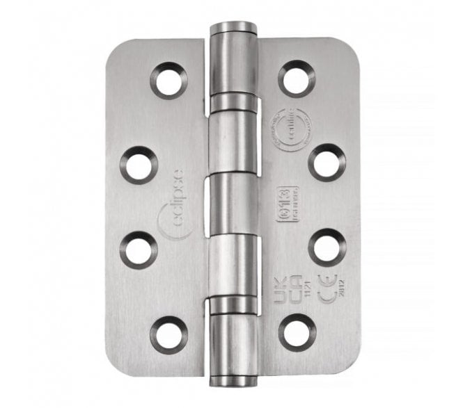 Eclipse 14869 Grade 13 Ball Bearing Butt Hinges (Pair) (RADIUS) - 102x76mm - Satin Stainless Steel
