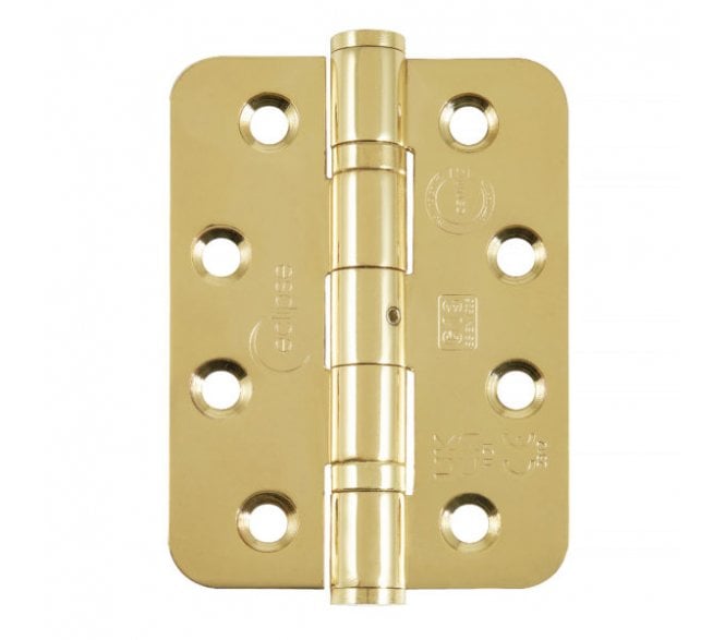 Eclipse 14879 Grade 13 Ball Bearing Butt Hinges (Pair) (RADIUS) - 102x76mm - Polished Brass