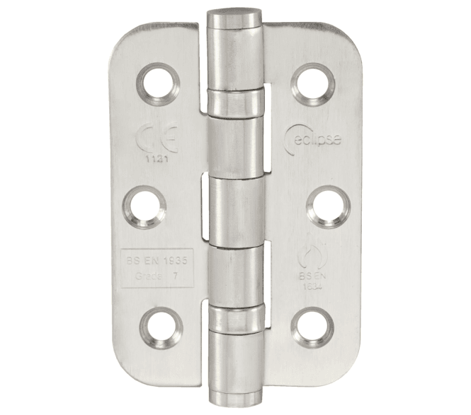Eclipse 14905 Grade 7 Ball Bearing Butt Hinges (Pair) (RADIUS) - 76x51mm -Satin Stainless Steel
