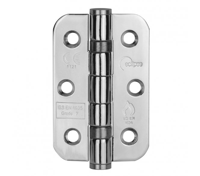 Eclipse 14906 Grade 7 Ball Bearing Butt Hinges (Pair) (RADIUS) - 76x51mm - Polished Stainless Steel