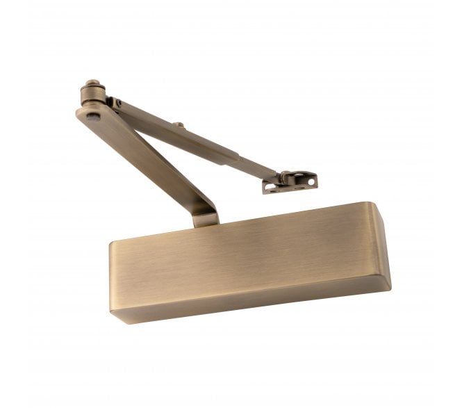 Eclipse 28982 93 Series Adjustable Overhead Door Closer W/Flat Arm - Size 2 - 4 - Matt Antique Brass