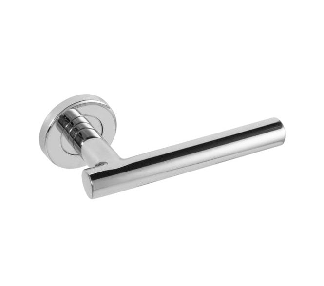 Eclipse 34435 Straight T-Bar Lever On Round Rose - Polished Stainless Steel