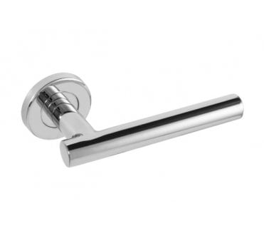 Eclipse 34435 Straight T-Bar Lever On Round Rose - Polished Stainless Steel