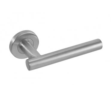Eclipse 34436 Straight T-Bar Lever On Round Rose - Satin Stainless Steel