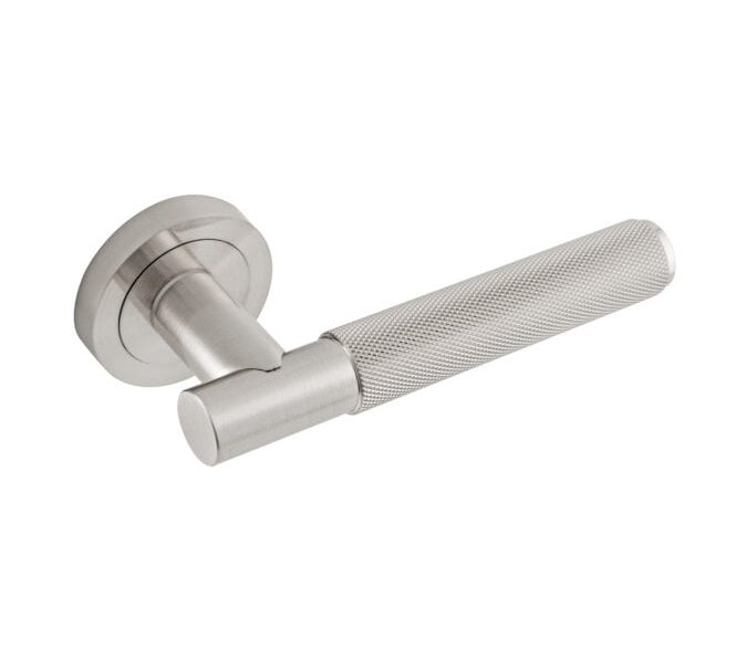 Eclipse 62232 Knurled Lever on Round Rose - Satin Nickel