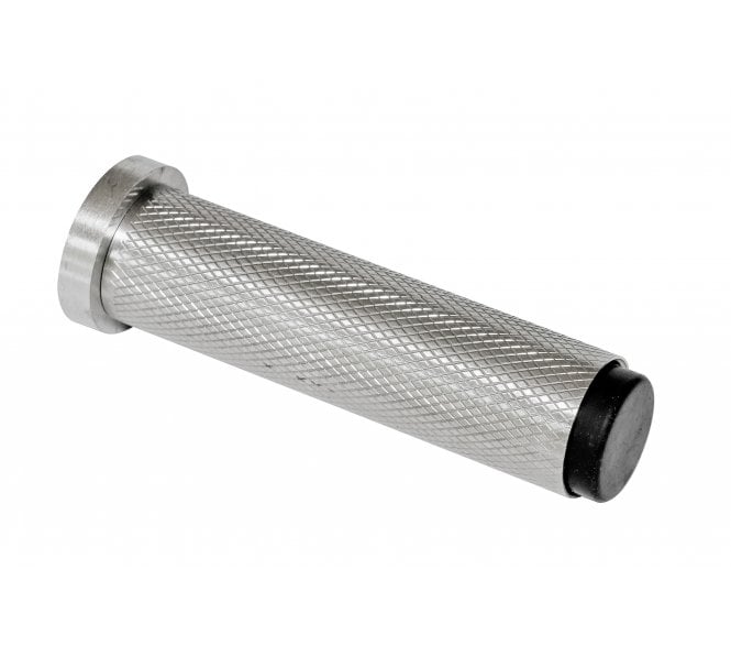 Eclipse 63742 Knurled Skirting Mounted Door Stop On Rose - 76mm - Satin Stainless Steel