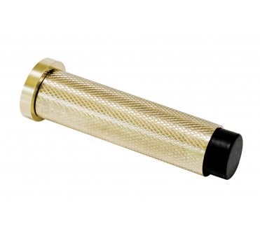 Eclipse 63744 Knurled Skirting Mounted Door Stop On Rose - 76mm - Satin Brass