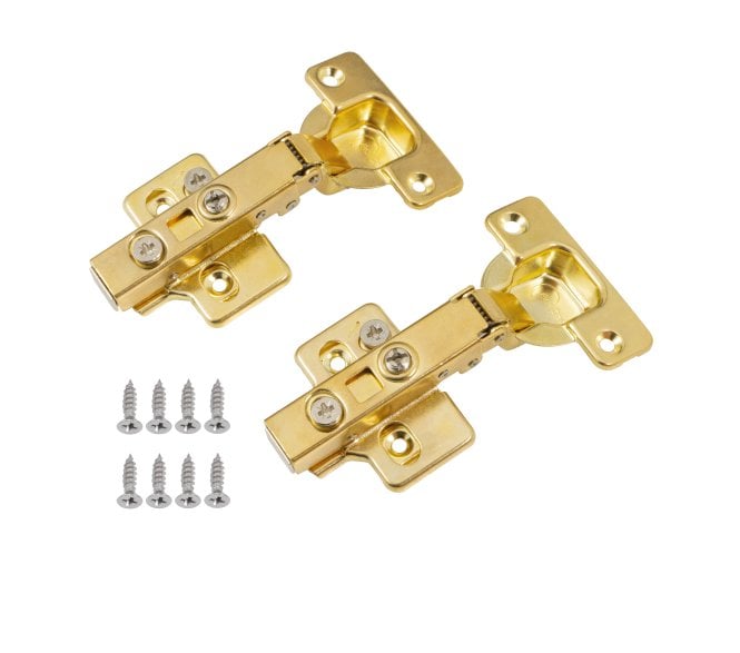 Eclipse 99032 3D-Adjustable Soft Close Cabinet Hinges - Half-Overlay (Pack of 2) - Satin Brass
