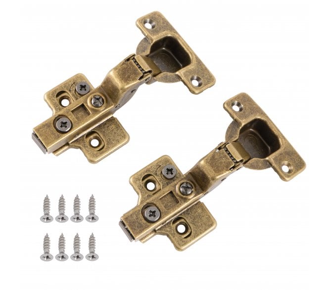 Eclipse 99043 3D-Adjustable Soft Close Cabinet Hinges - Inset (Pack of 2) - Antique Brass