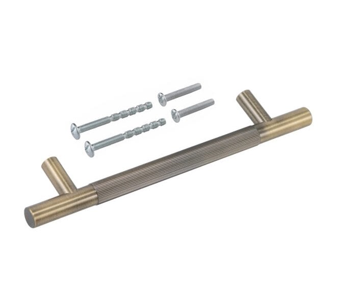 Eclipse Linear Knurled Cabinet Pull Handles - Antique Brass