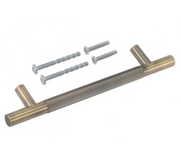 Eclipse Linear Knurled Cabinet Pull Handles - Antique Brass