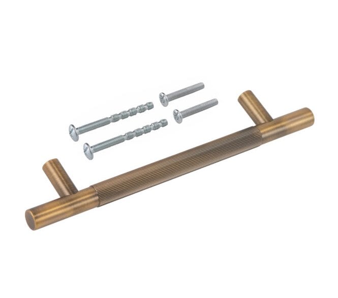 Eclipse Linear Knurled Cabinet Pull Handles - Matt Antique Brass