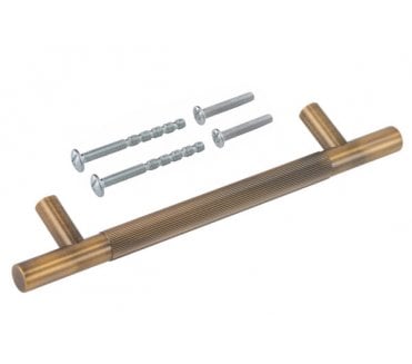 Eclipse Linear Knurled Cabinet Pull Handles - Matt Antique Brass